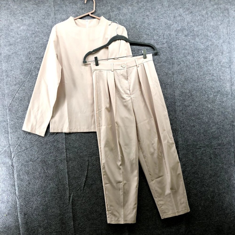 Womens Mathing Outfit Set Womens S 27" Beige Workwear Career Dress Pants
